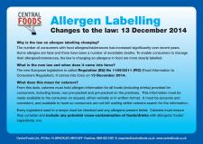 Allergen Labelling - Law Change 13.12.14