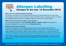 Allergen Labelling - Law Change 13.12.14